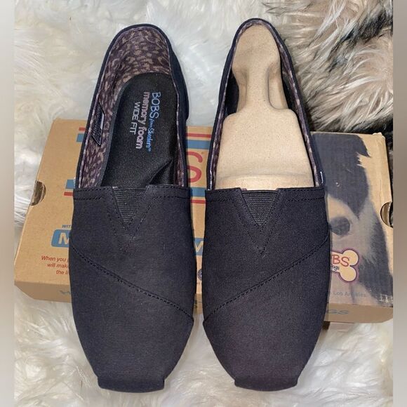 Skechers BOBS Peace & Love Black Canvas Slip-On Shoes Womens Size 9.5/39.5U wide - Picture 4 of 11